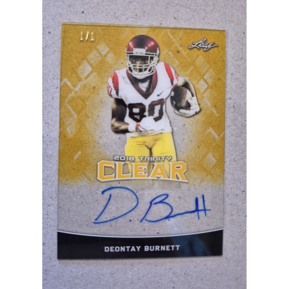2018 Leaf Trinity Clear Deontay Burnett  #CA-DBI Gold Auto 1/1 (RC)‎ (AU) Titans - Picture 3 of 4